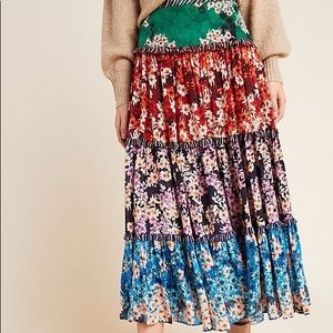 Anthropologie Anarosa Tiered Maxi Skirt Bhanuni by Jyoti Size 12 NWT